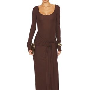 Elegant Brown Long Sleeve Dress